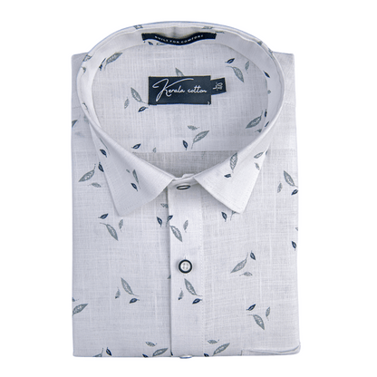 Turkey Linen White With Sky Batel Print Shirts For Men