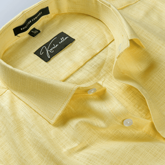 Light Yellow Colour Linen Cotton shirt for men