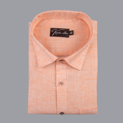 60 Lea Pure Linen Light Orange Colour Shirts for Men