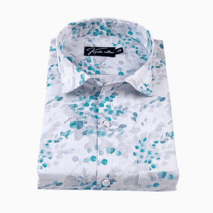 Italian linen white with Rama flower print