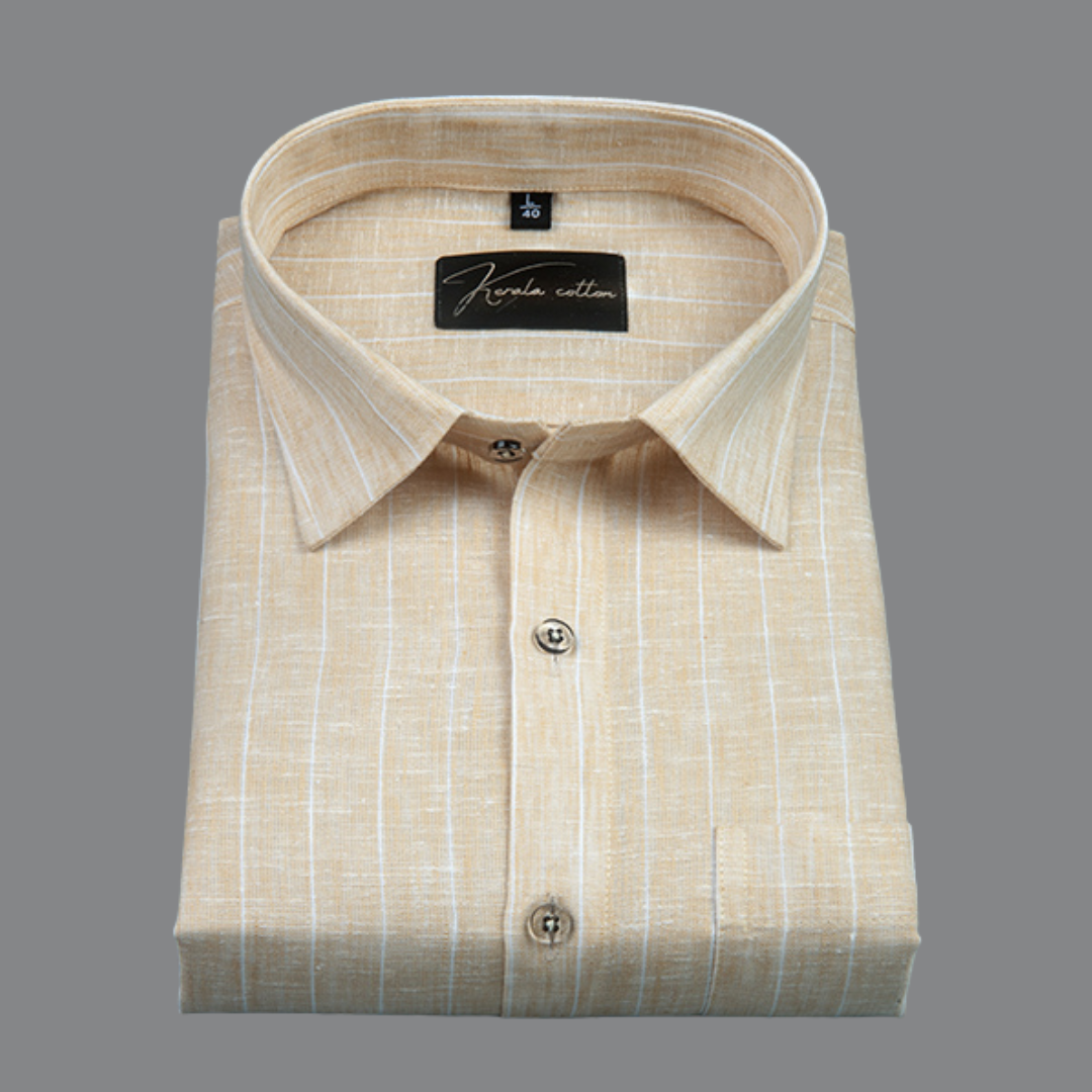 Euro Linen Light Orange with White Lining Shirts for Men