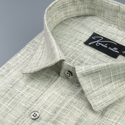 Linen khadi Light Pista Green Colour Shirts For Men