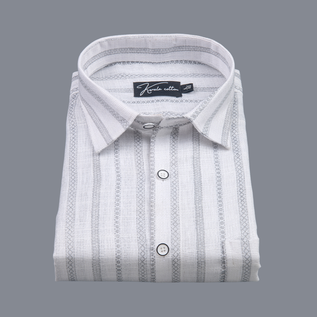 Jute Linen White with Grey Lining Shirts for Men