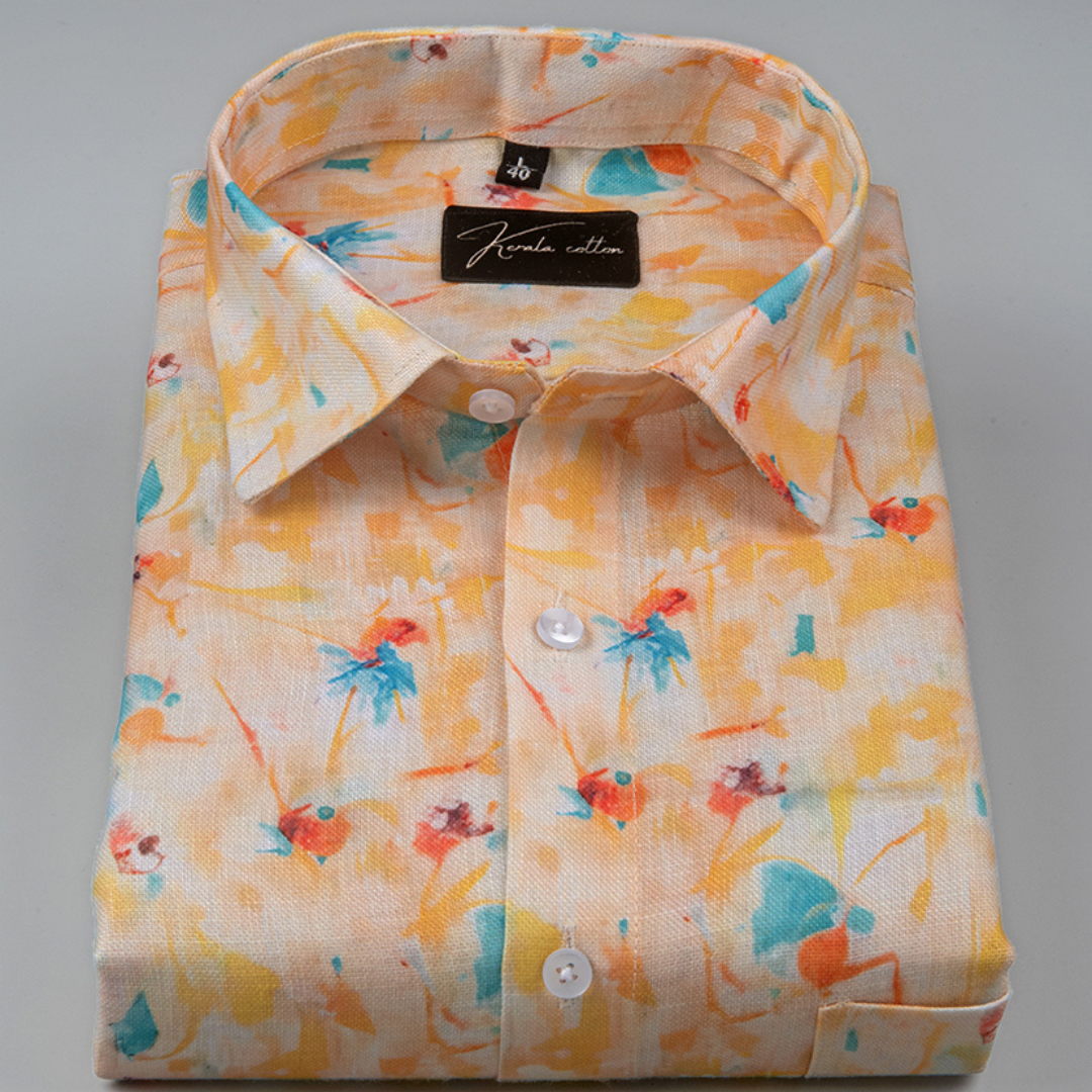 Rusiyano Linen Orange Sky Mix Shirts for Men
