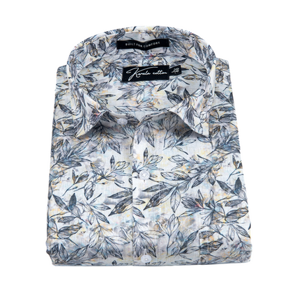 Linen white with black batel print shirts