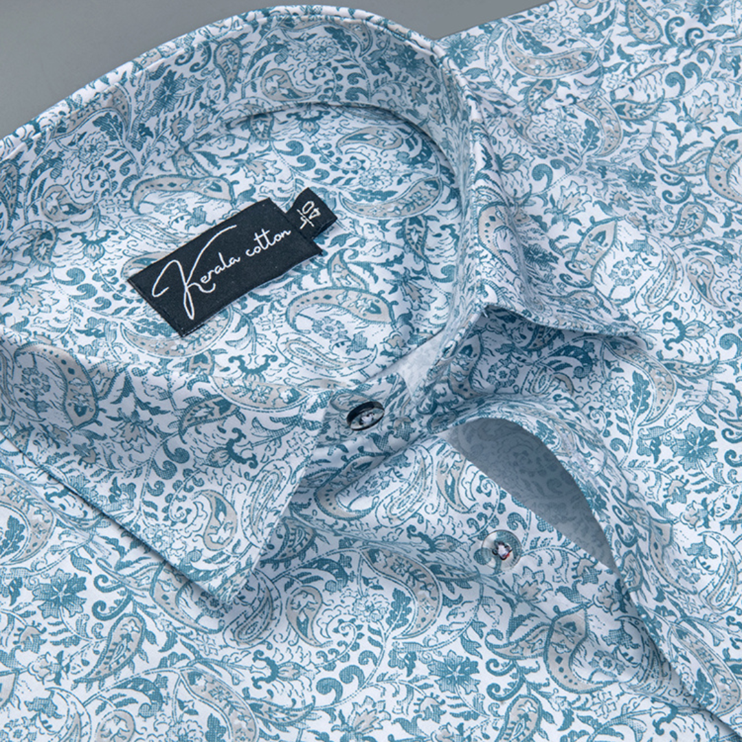 Trident White Rama Colour Cotton Print Shirts