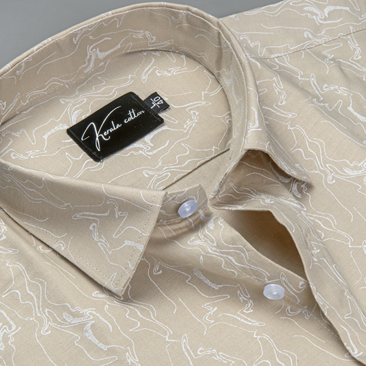 Trident Fone White Print Cotton Shirts