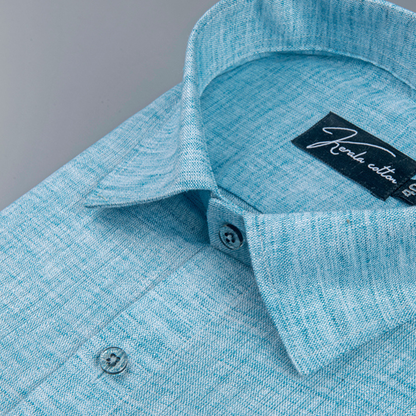 60 Lea Pure Linen Dark Rama Blue Colour Shirts for Men