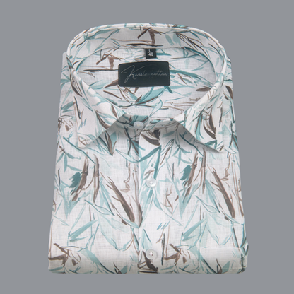 Linen Prime White with Rama Gray Sparkle Print Shirts for Men