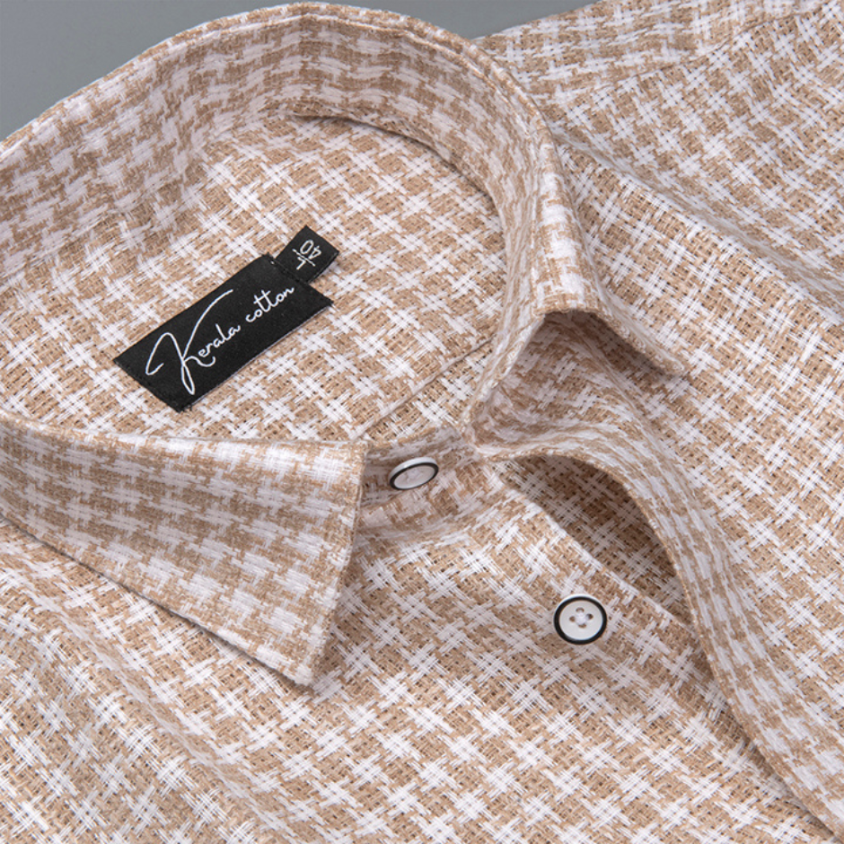 Jute linen Checks White with Fone Shirts for Men