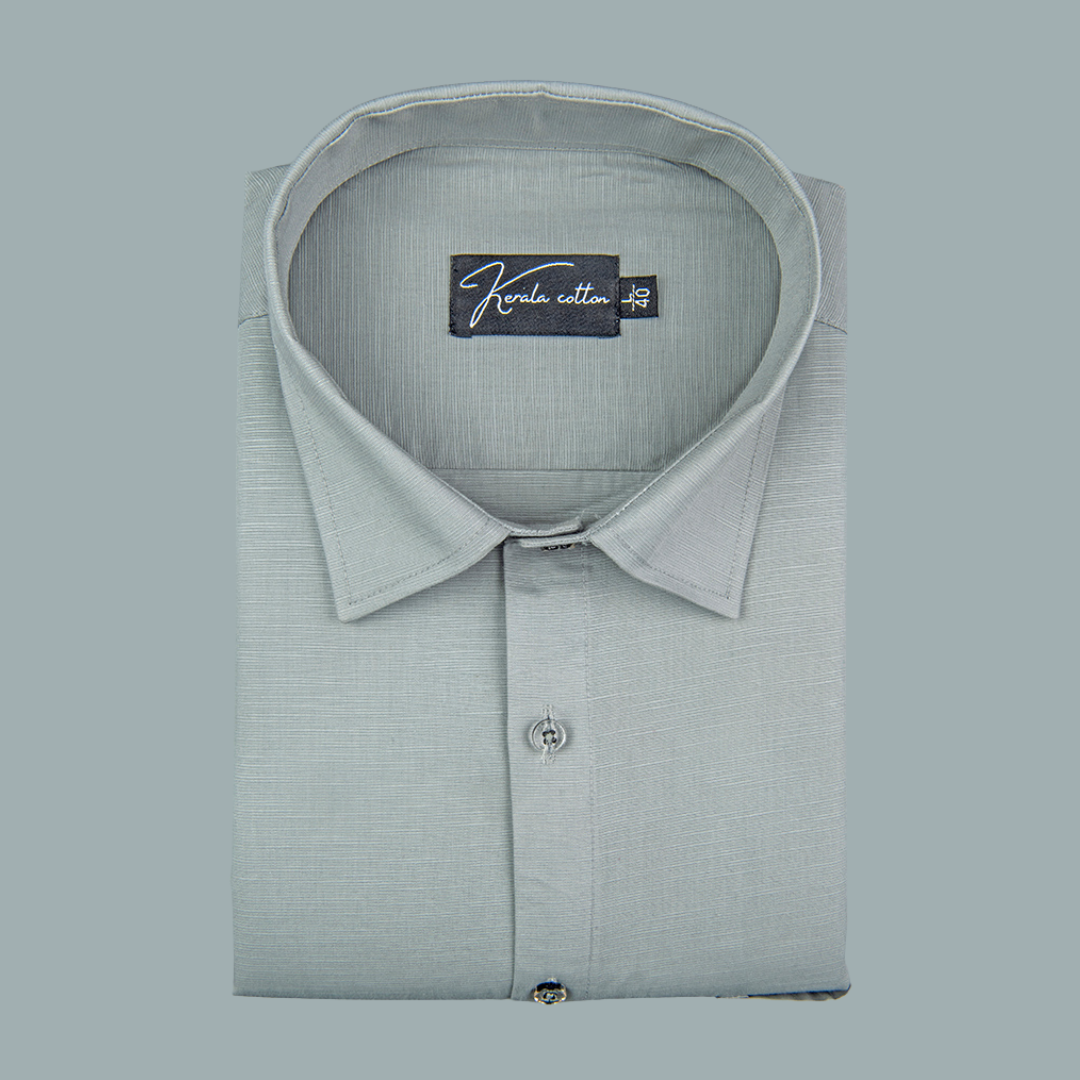 Still Gray Colour Lining Texture Cotton Shirts for Men