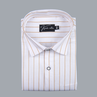 Turkey Linen White with Golden Yellow Lining Shirts for Men