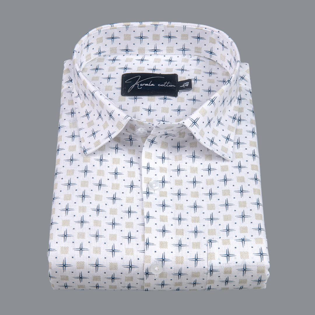 Turkey Cotton White with Plus Sign Print Shirts for Men