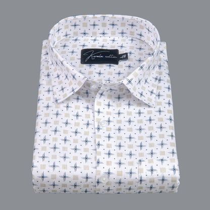Turkey Cotton White with Plus Sign Print Shirts for Men