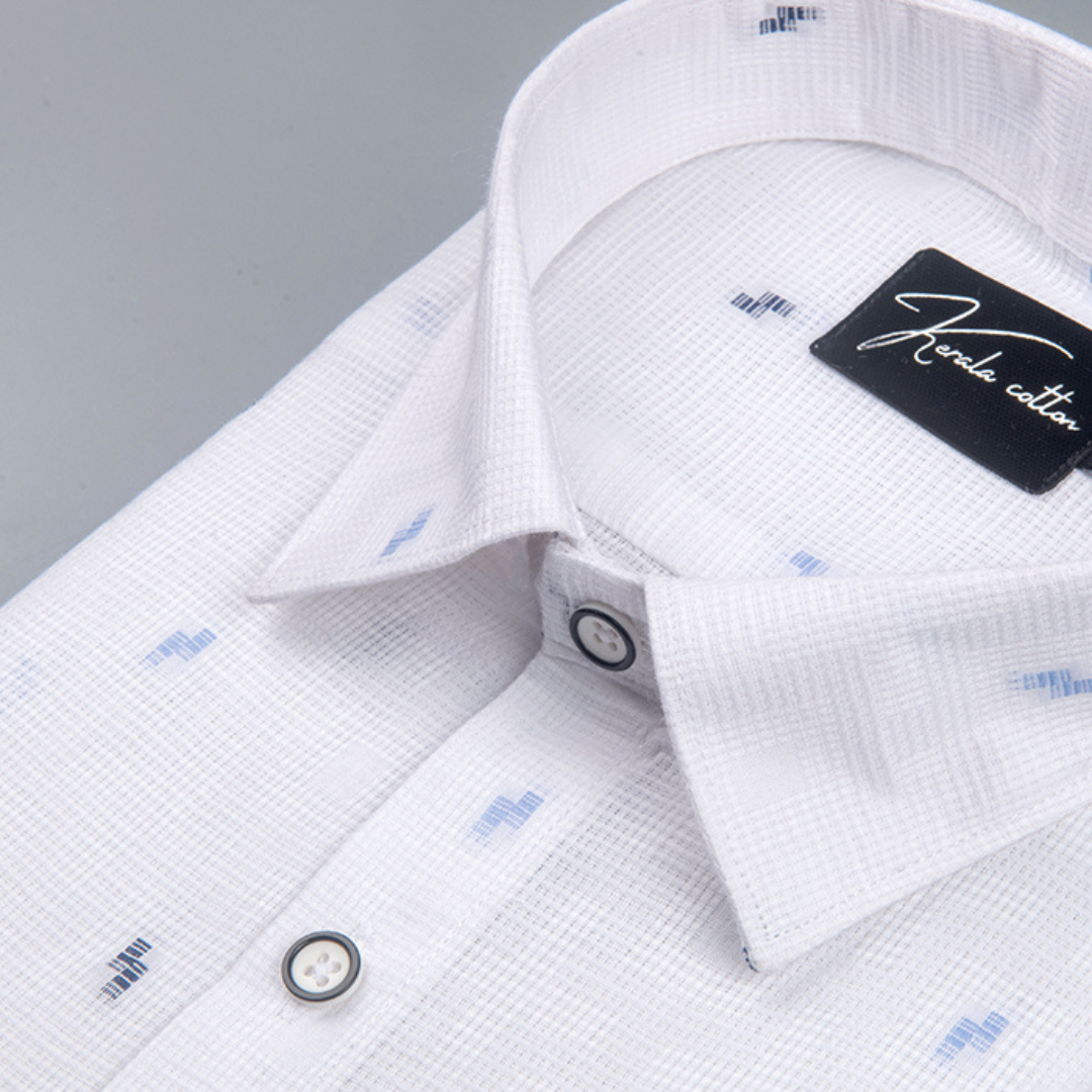 Linen New Butta White with Sky Sparkle Print Shirts