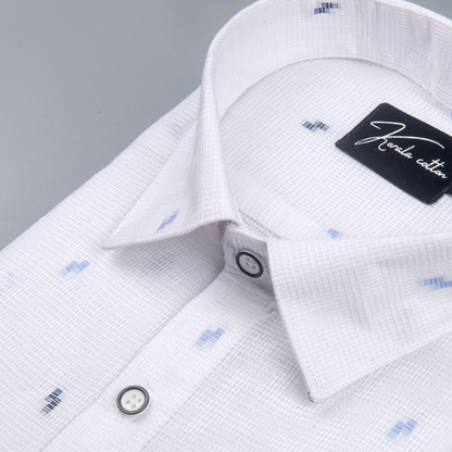 Linen New Butta White with Sky Sparkle Print Shirts