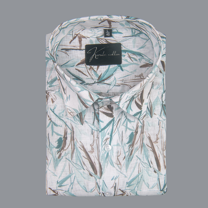 Linen Prime White with Rama Gray Sparkle Print Shirts for Men