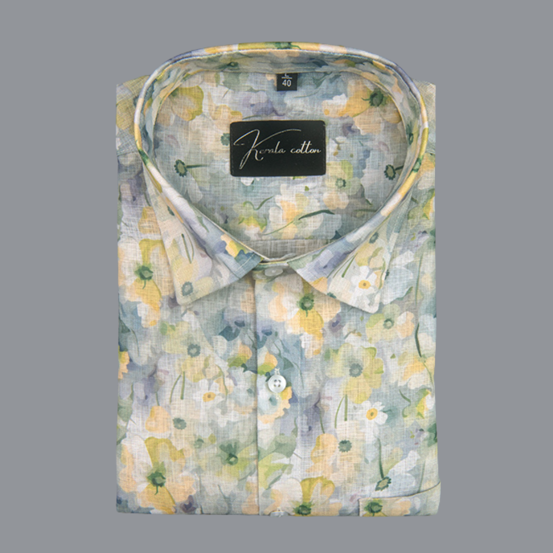 Linen Prime Multiple Colours Flowers Print Shirts for Men