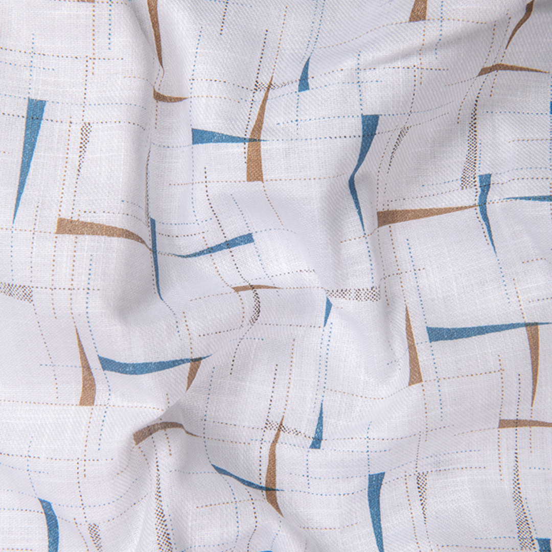 Turkey Cotton White with Blue Fone Print Shirts for Men