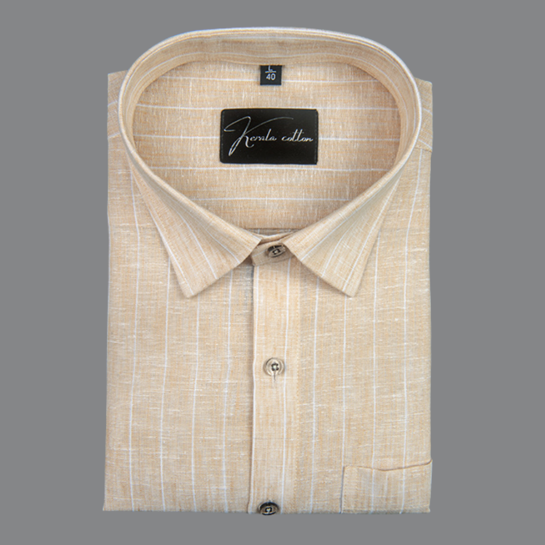 Euro Linen Light Orange with White Lining Shirts for Men