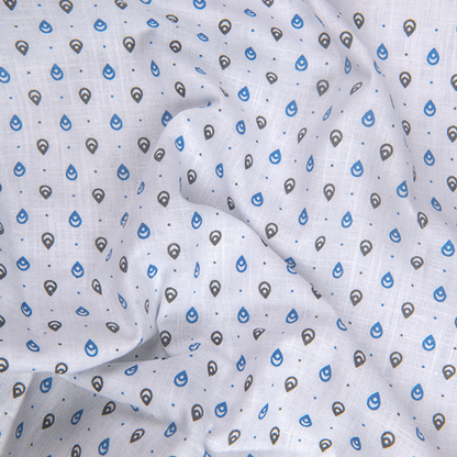 Turkey Cotton White with Blue-Black Print Shirts for Men