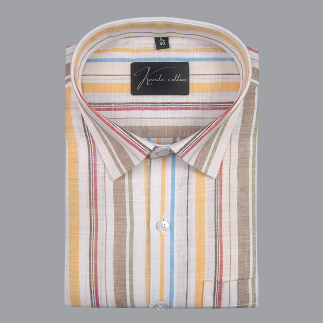 Oxford Multiple Brown White Strip Shirts for Men