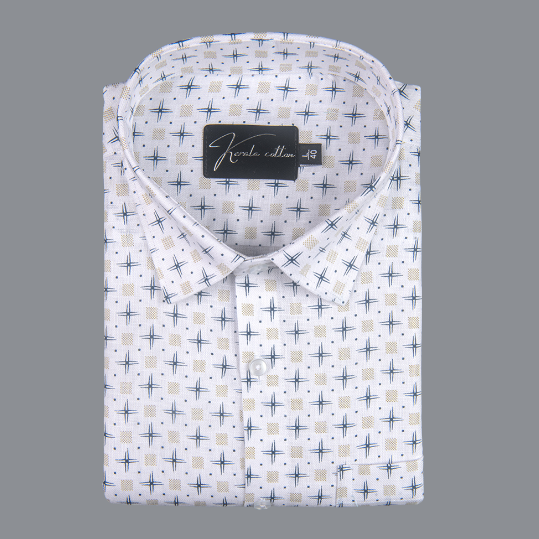 Turkey Cotton White with Plus Sign Print Shirts for Men