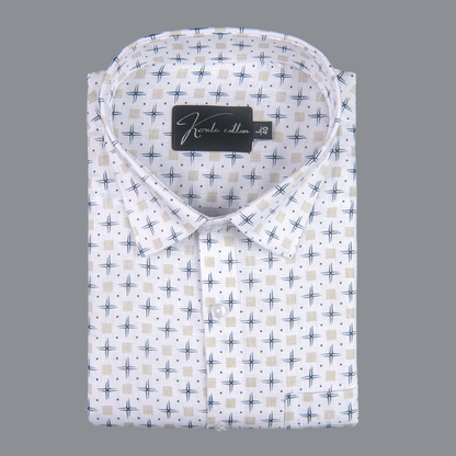 Turkey Cotton White with Plus Sign Print Shirts for Men
