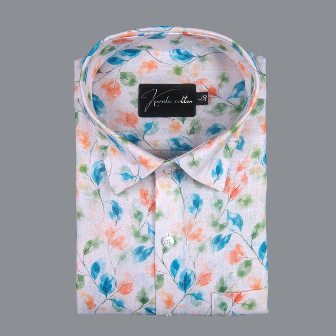 New Rusiyano Rama with Orange Flower Print Shirts for Men
