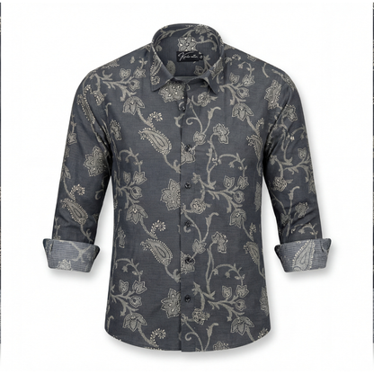 Sidney Linen Black with Fone flower Print Shirts for Men