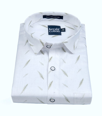 Turkey linen white with green blend shirts for men