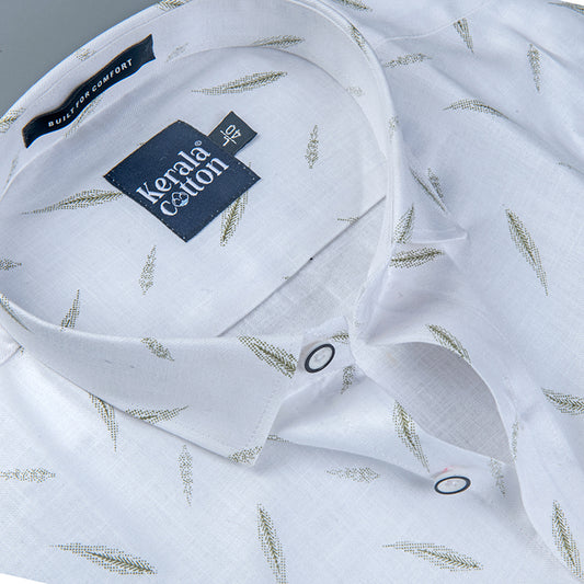 Turkey linen white with green blend shirts for men