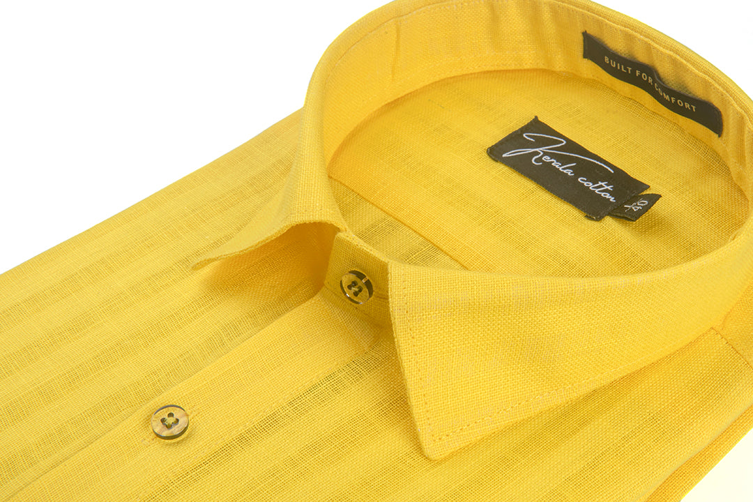 Linen Linning Yellow Colour Shirts For Men