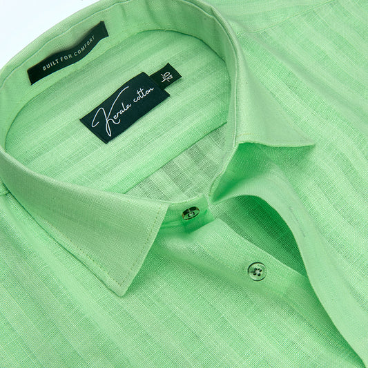Linen Linning Pista Green Colour Shirts For Men