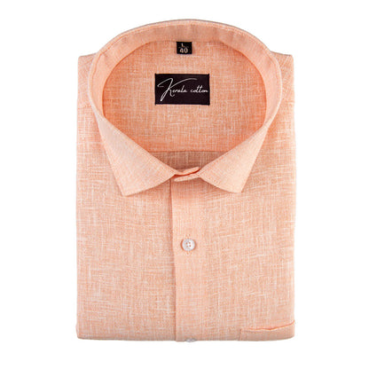 Linen cotton peach colour with white thread shirts