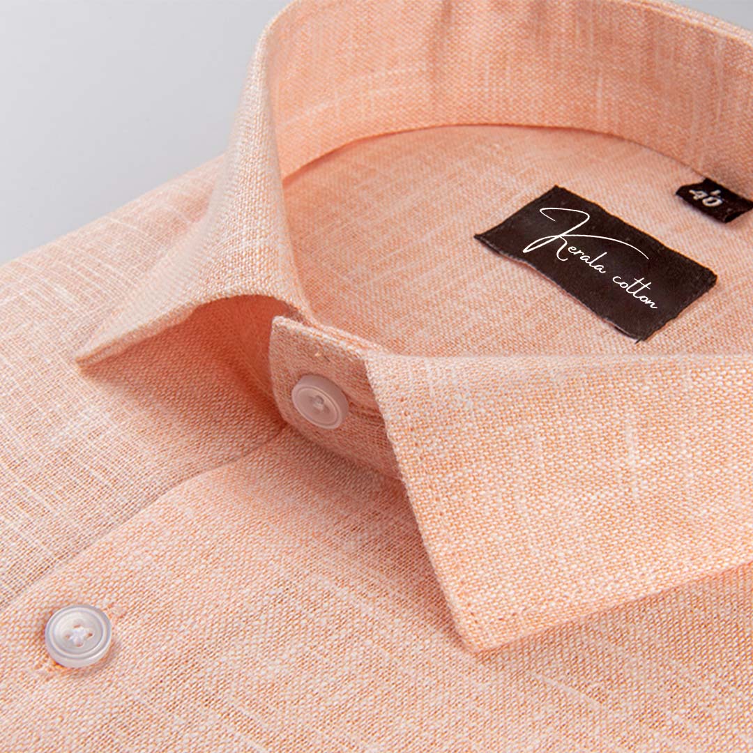 Linen cotton peach colour with white thread shirts