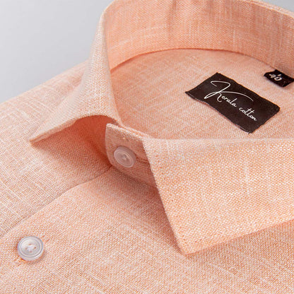 Linen cotton peach colour with white thread shirts