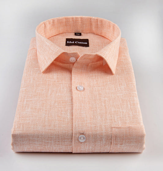 Dark Peach with White Thred Linen Shirts