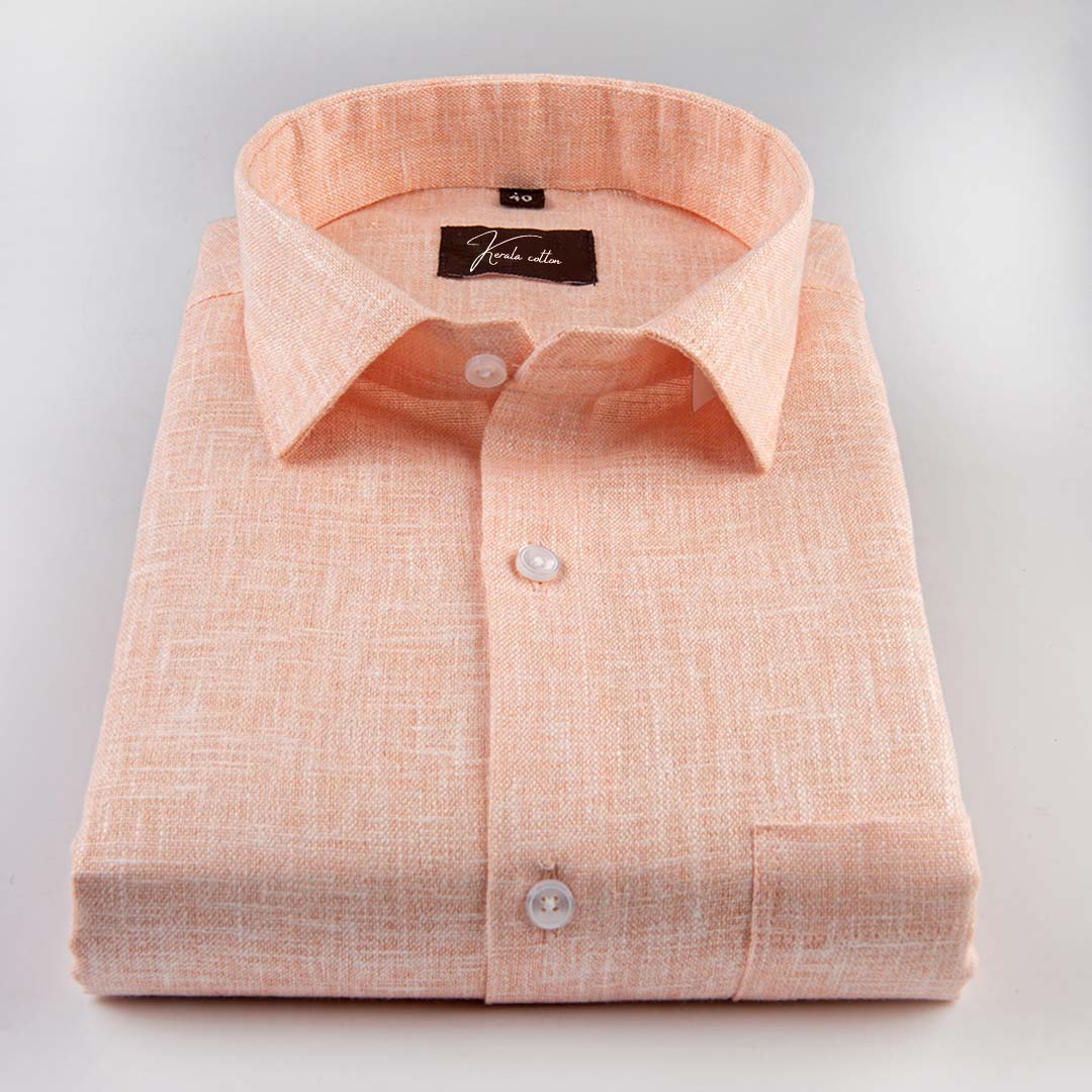 Linen cotton peach colour with white thread shirts