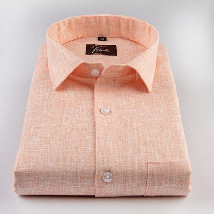 Linen cotton peach colour with white thread shirts