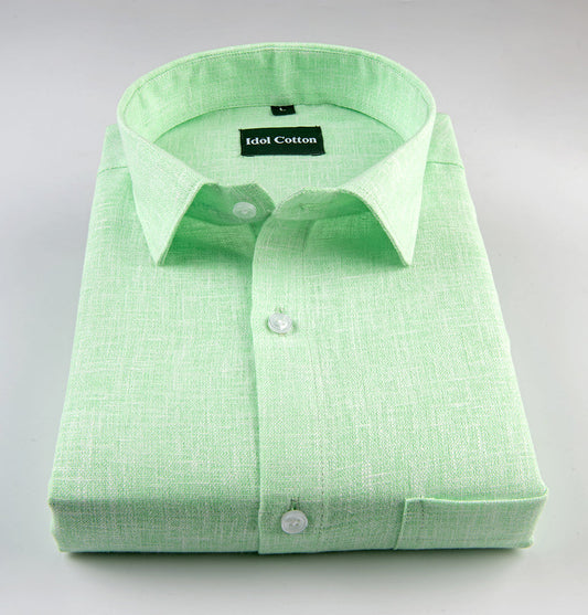 Pista Green with White Thred Linen Shirts