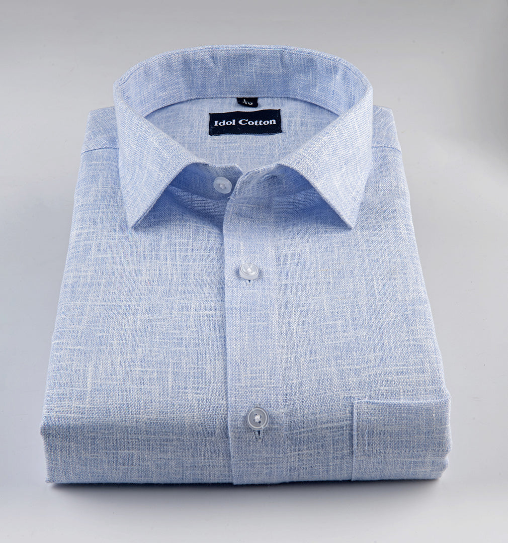 Sky Blue with White Thred Linen Shirts