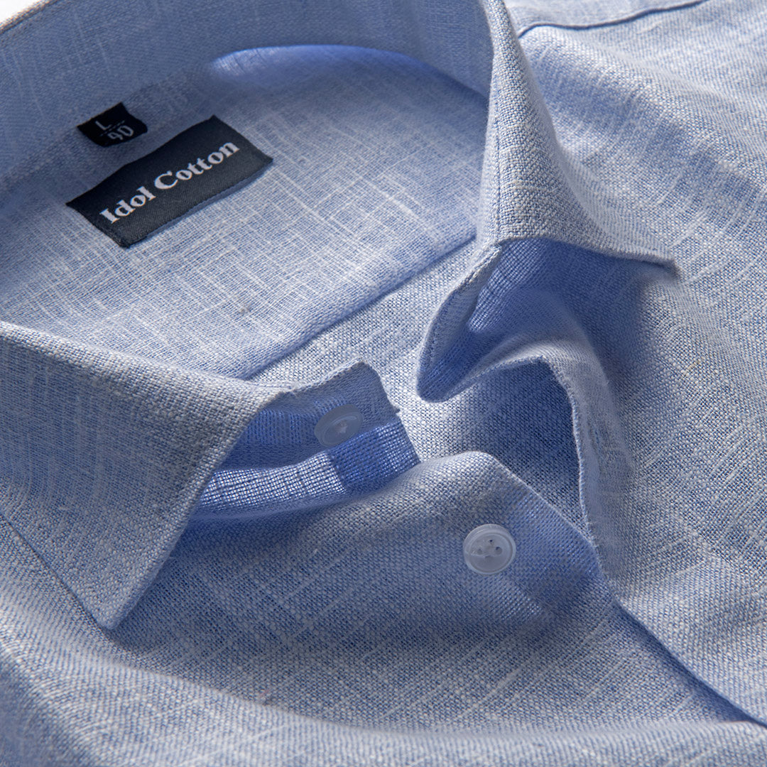 Sky Blue with White Thred Linen Shirts