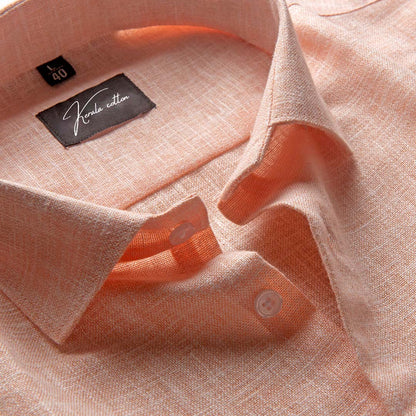 Linen cotton peach colour with white thread shirts