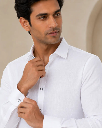 Italian linen Structure White Shirts for men