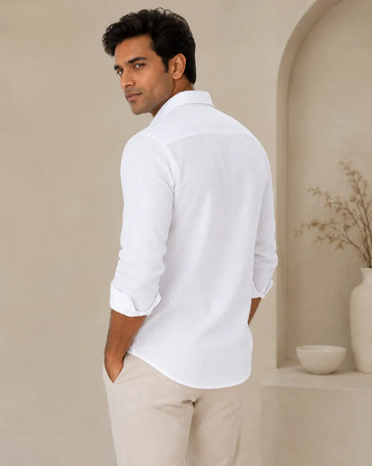 Italian linen Structure White Shirts for men