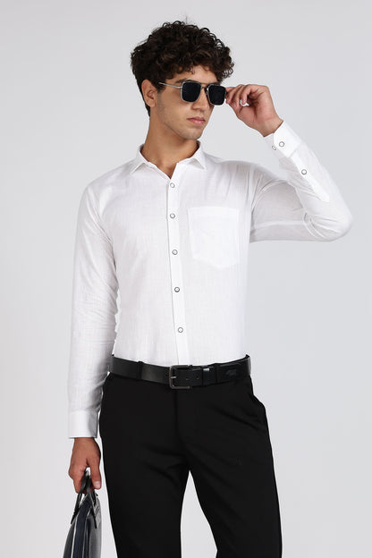 Belgium Casa Linen Prime White Shirts For Men