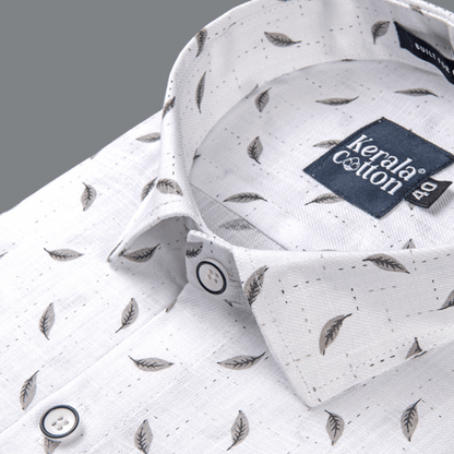 Turkey Linen White With Grey Blend Print Shirts