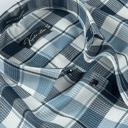 Checks White with Blue Mix Cotton Shirts