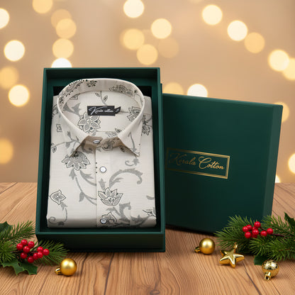 Sidney Linen fone with Mahendi Flower Print Shirts for Men